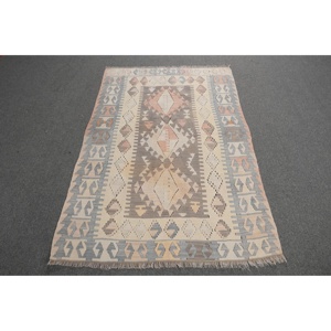 Tapis turc vintage 3,6x5,5 pi (111x169 cm), tapis Kilim gris camouflage - Product Image 1