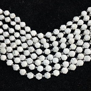 Cuentas de forma hexagonal facetadas de howlita, cuentas de fantasía de piedras preciosas naturales de 8MM, suministros de cuentas al por mayor - Product Image 2