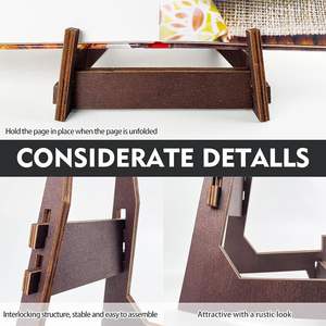 Support de livre en bois fait main lecture mains libres support de livre de recettes présentoir pliable cadeau recette présentoir - Product Image 6