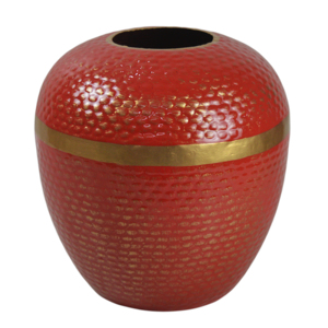 Vase à fleurs en métal rouge de style moderne, design élégant pour la décoration de mariage en plein air, pots à fleurs brillants de grande taille, vente chaude - Product Image 1