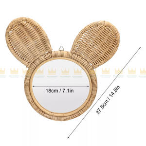 Modern Eco-Friendly <b>Hanging</b> <b>Mirror</b> High Definition Rattan <b>Wall</b> Decorative Makeup <b>Mirror</b> Customizable Shape in Vietnam - Product Image 5