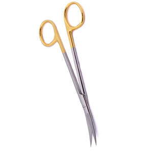 กรรไกรผ่าตัดสีทองครึ่งใบมีดโค้งคมขนาด180มม. 5นิ้วกรรไกรสเตนเลสจากเยอรมันสำหรับห้องผ่าตัด - Product Image 4
