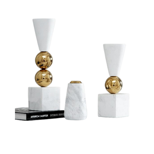 ชุดเชิงเทียนหินอ่อนและโลหะ2ชิ้นขนาดแตกต่างกัน - Product Image 3