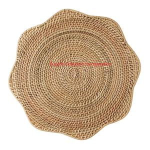 Napperon tissé en rotin naturel fait main avec bord festonné pour décor de table à manger tapis de table rond pour la maison et le restaurant - Product Image 5