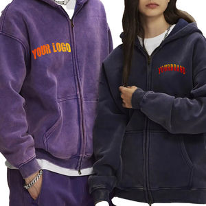 Sudaderas con capucha con logotipo personalizado 400 GSM para hombre, sudaderas con cremallera de doble deslizador informales, sudaderas con capucha de algodón en blanco de gran tamaño para hombre - Product Image 4