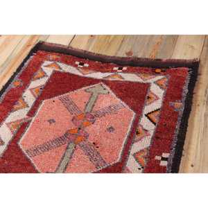 Turkish Vintage Rug 3x12.3 ft (91x375 cm), Herki <b>Red</b> <b>Wool</b> Rug - Product Image 5