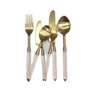 Clair Multi Couleur Acrylique Poignée Argent Poli Dîner Fourchette Couverts De Luxe En Acier Inoxydable Couverts À Manger Vaisselle