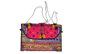 Bolso de mano Banjara, espejo de gran capacidad, tradicional indio, bordado a mano, cierre de cremallera de algodón, bohemio, portátil para - Product Image 3