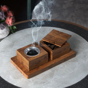 Quemador Bakhoor de madera Tradebyd, soporte de incienso árabe hecho a mano para meditación con fragancia y regalos - Product Image 3