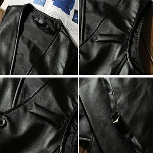 Outwear Biker Leather Waistcoats Mens Clothing Autumn Men Vests <b>Coats</b> Pu Leather <b>Sleeveless</b> Jackets Casual - Product Image 4