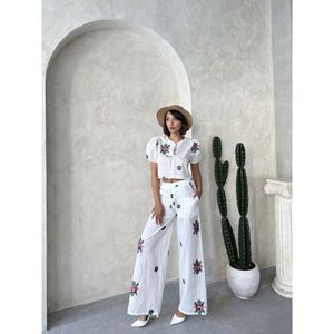 Pantalones Bordados - CREMA - Product Image 2