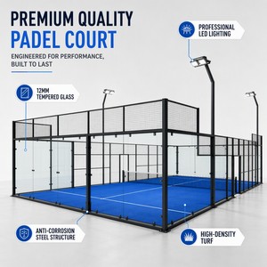 Pista <span class=keywords><strong>de</strong></span> Pádel Panorámica Profesional 2026 <span class=keywords><strong>de</strong></span> 20x10m para Exteriores con Vidrio Templado <span class=keywords><strong>de</strong></span> 12mm y Césped Estándar WPT - Product Image 4