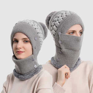 Ensemble bonnet et écharpe en tricot pour femmes, automne-hiver - Product Image 1