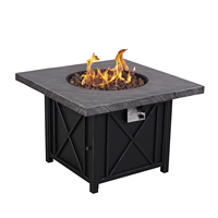 Table de foyer moderne en acier de luxe avec meubles carrés en rotin gaz/propane cuisson en plein air pour se divertir en plein air