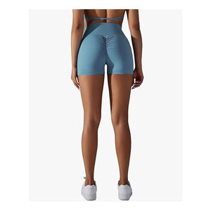 Pantalones cortos de gimnasio de la mejor calidad para mujer con bolsillo lateral, pantalones cortos de yoga al por mayor con patrón sólido, mallas deportivas para Fitness - Product Image 2