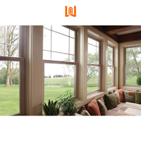 Ventanas Horizontales de Guillotina Simple con Aislamiento Acústico, Revestidas de Aluminio y Madera, para Apartamentos de Diseño Moderno