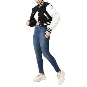 Vente en gros de veste en cuir patchwork à manches automne-hiver Offre Spéciale femmes veste universitaire pour femmes - Product Image 5