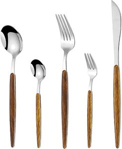 Couteau à couverts en acier inoxydable 430 manche en bois de style japonais fourchette cuillère couteau à steak fourchette cuillère pour hôtel de haute qualité - Product Image 5