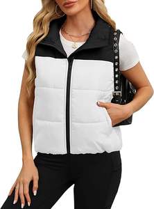 เสื้อกั๊กขนเป็ดแบบสั้นน้ำหนักเบาของผู้หญิงมีซิปปิด2025ฤดูหนาวคอตั้งระบายอากาศมีกระเป๋าด้านในทำจากผ้าฝ้าย - Product Image 4