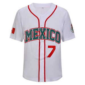 #34 #7 Uniforme de béisbol cosido con bandera mexicana Camisetas deportivas Camisetas Jersey transpirable de México para hombres - Product Image 3