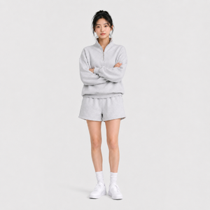 Womens Half Zip Pullover Sweatshirt <b>Mock</b> <b>Neck</b> Long Sleeve Fleece Loungewear <b>Top</b> - Product Image 2