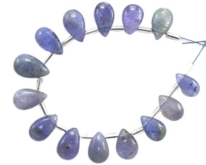 Gema de tanzanita azul Natural, 14 piezas, cuentas lisas en forma de pera para fabricación de joyas, piedra azul Popular 2020 - Product Image 1