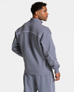 Conjunto de chándal de hombre con cremallera de invierno y logotipo de diseño personalizado con tuberías de algodón transpirable de dos piezas con capucha y pantalones de chándal para hombre - Product Image 4