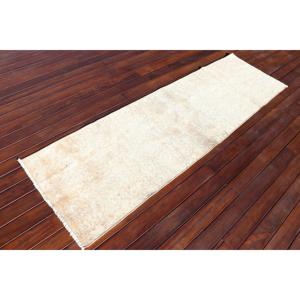 Tapis de couloir vintage 2,2x7,2 pieds, tapis oriental turc en laine blanche - Product Image 2