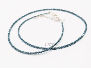 Collier de diamants bleus à facettes Rondelle perle bijoux en perles fines personnalisées pour Noël Halloween cadeau pour elle lui en gros - Product Image 2
