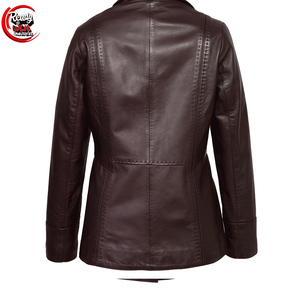 Blazer de cuero de lujo para mujer Best Stuff hecho a medida Venta caliente Nuevo diseño Tarifa al por mayor con decoración de botones de tejido de punto - Product Image 4