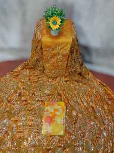 Tissu Fransawi Dirac perlé de qualité supérieure, très demandé, dernier cri, avec travail de sequins et pierres, motif floral, pour robe de mariée ou vêtement pour filles - Product Image 6