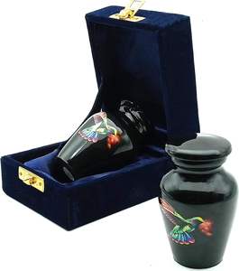 Petites urnes Mini petite urne de crémation en bleu et noir funérailles pour animaux de compagnie ou urne de cendres humaines pour souvenirs Miniature - Product Image 5