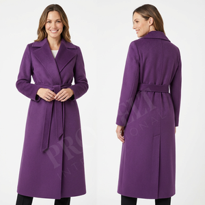 Manteau d'hiver en laine Marina à porter décontracté, ceinture à nouer, élégant, confortable, uni, couleur unie, manteaux en cachemire et laine sur mesure - Product Image 2