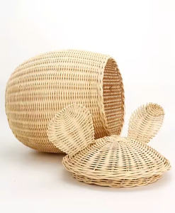 Panier de rangement en rotin naturel en forme de souris, fait main, pour la décoration de la maison et l'organisation de cadeaux, panier tissé décoratif - Product Image 4