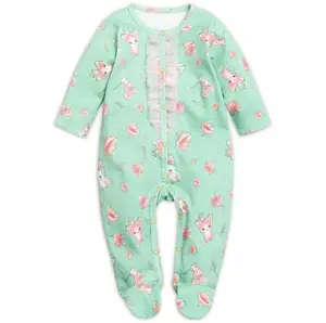 Per tutta la stagione pigiama avvolgente in cotone per bambini neonati in cotone europeo e America Baby a maniche lunghe stampato floreale personalizzato con design personalizzato