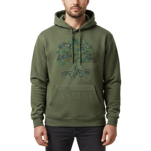 Sudadera con capucha bordada personalizada de alta calidad para hombre al por mayor, sudadera con capucha bordada de algodón OEM para adultos - Product Image 2