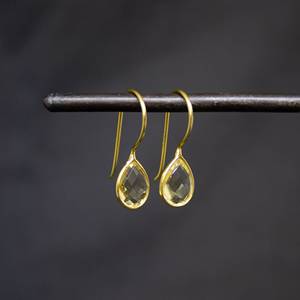 925 argent Sterling Style à la mode jaune Citrine pierre boucles d'oreilles plaqué or poire coupe gemmes pour les fêtes prix de gros - Product Image 2