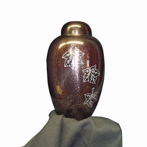 High-Trend Metal Ashes Casket Memoria Cremation Urn with Falling Leaves Design <b>Funeral</b> <b>Supplies</b> for Adults Pleasant Service - Product Image 1