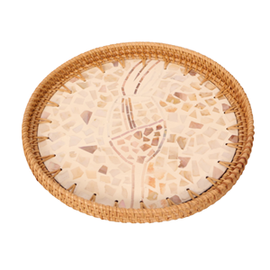 Vente chaude plateau en rotin nacre avec finition laquée pour servir des décorations de nourriture et de fête prix de gros du Vietnam - Product Image 4
