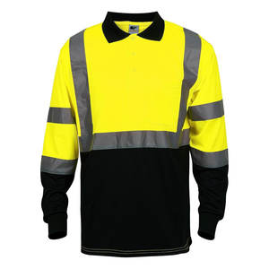 โปโลนิรภัยสำหรับงานก่อสร้างด้วยความร้อนทำจากโพลีเอสเตอร์มีแถบสะท้อนแสงสำหรับงานถนนในโกดังสินค้าเพื่อความปลอดภัยในที่ทำงาน - Product Image 4