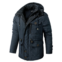 Parka Fleece Musim Dingin Pria Jaket Hangat Tahan Angin Jaket Tebal Berkerudung Mantel Parka Pria Lapisan Bulu Pakaian Luar Kasual Jaket Berlapis Kapas