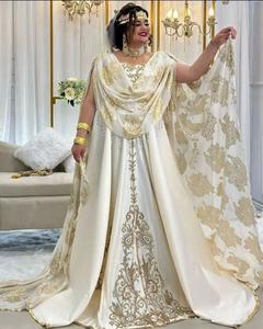 Robe caftan chsouia traditionnelle algérienne bleu ciel magnifique 2025, ornée de perles de verre, de pierres, de perles et de travail de dabka - Product Image 1