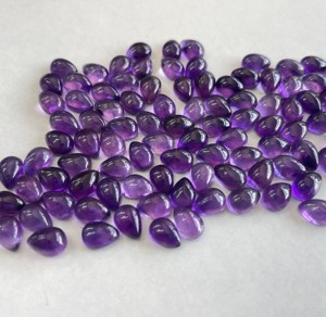 Pera amatista natural 4x6mm a cabujón Parte posterior plana-Amatista suelta Piedra preciosa de alta calidad - Product Image 4