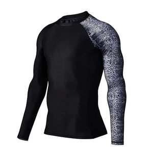 <b>Rashguard</b> OEM Men's UPF50 Heat-Transfer Printed Spandex Breathable Quick Dry Eco-Friendly Compression Rash Guard <b>BJJ</b> Gym Surfing - Product Image 3