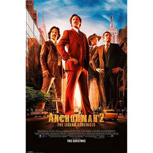 Anchorman 2 Main <b>Poster</b> the Legend Continues Digital Vinyl and Plastic Scroll Hanging Decoration for Education - Product Image 1