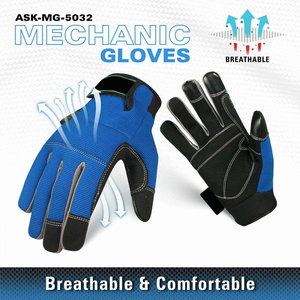 Gants de mécanicien industriels en cuir synthétique Amara, antidérapants aux doigts, flexibles, usage général, sécurité, avec manchette en néoprène - Product Image 3
