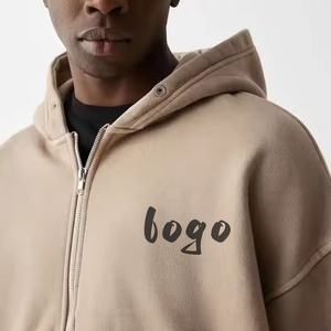 Sweat à capuche zippé personnalisé poids lourd surdimensionné Boxy Sweat à capuche zippé personnalisé pour hommes Sweat à capuche à épaules tombantes Streetwear Sweats à capuche pour hommes - Product Image 2