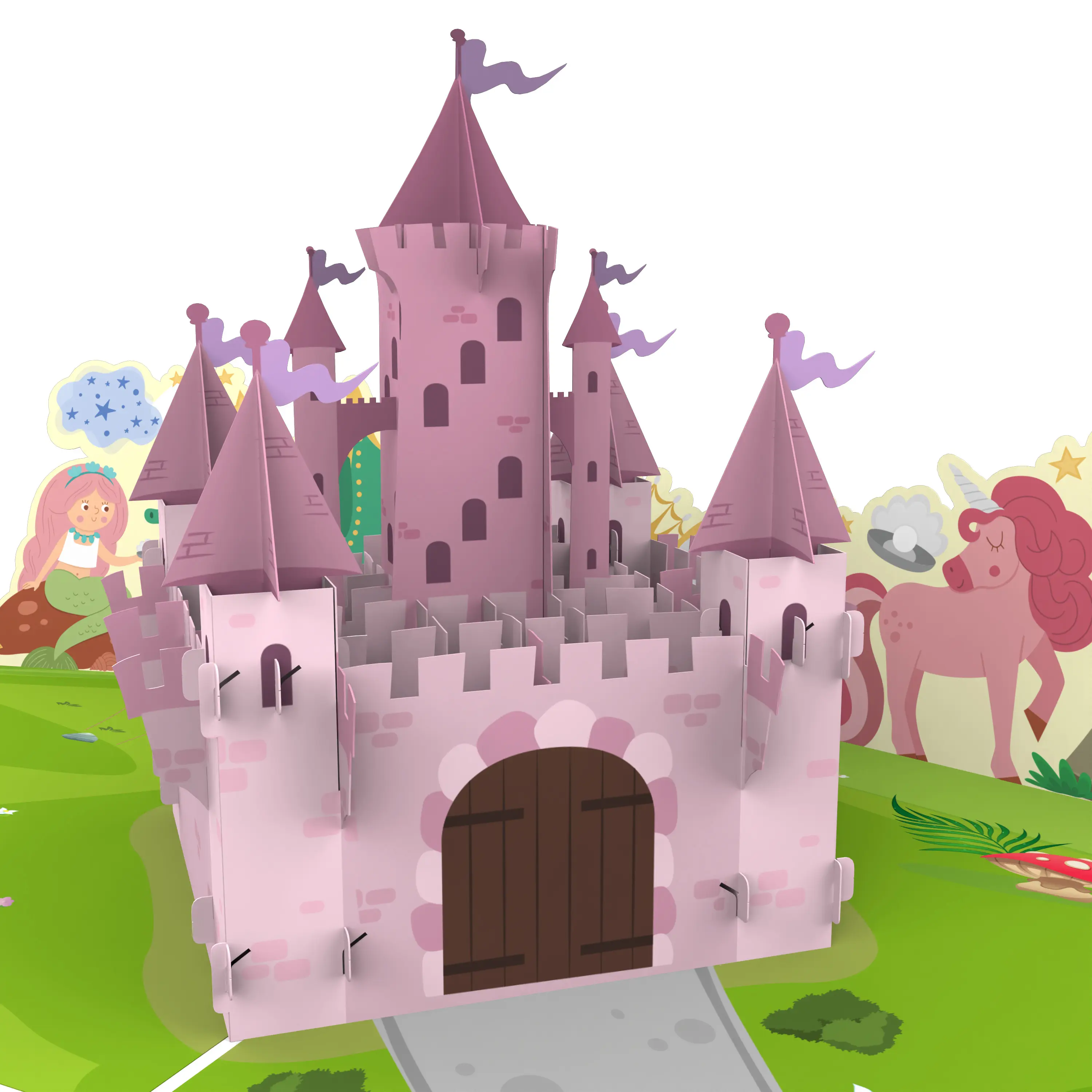 Thẻ Bài Fairy Tale Castle Up Thẻ Bật Lên 3D Thủ Công Cắt Laser Cảm Ơn Bạn Kỷ Niệm Valentine Chất Lượng Tốt Nhất Thân Thiện Với Môi Trường