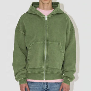 Ropa con estampado personalizado para hombre, tu propio logotipo, sudaderas con capucha de algodón lavado ácido Vintage DIY, sudaderas con cremallera de gran tamaño, ropa informal de EE. UU. - Product Image 4