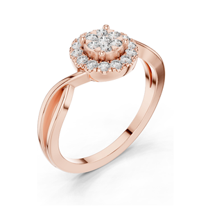 แหวนเพชรคลัสเตอร์ 0.282 กะรัต สำหรับผู้หญิง ความใส VVS-VS EF ทอง 18KT, 14KT, 10KT และเงิน 925  ทองชมพู, ทองเหลือง, ทองขาว - Product Image 4